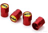 🦇 red batman valve stem caps - universal zinc alloy tire valve caps for cars, suvs, bikes, trucks, motorcycles (4 pack) логотип