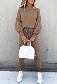 img 3 attached to Cutiefox Women'S 2 Piece Sweatsuit Outfits Lantern Sleeve Pullover Tops And High Waist Jogger Pants Lounge Sets
