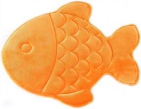 img 4 attached to Slow Rebound Memory Foam Children Bath Rug - Water Absorbing And Slip Resistant Coral Fleece Mat Christmas Fish Rugs For Kids - Hughapy Bathmat In Vibrant Orange Color - Perfect Doormat And Carpet