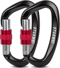 img 4 attached to STURME UIAA Certified Climbing Carabiner Clips, 2 Pack 25KN(5623Lbs) Screwgate Locking Carabiner Heavy Duty Caribeener Clips, Large Carabiner D Ring For Rock Climbing & Mountaineering