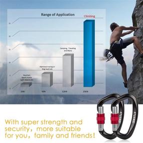 img 1 attached to STURME UIAA Certified Climbing Carabiner Clips, 2 Pack 25KN(5623Lbs) Screwgate Locking Carabiner Heavy Duty Caribeener Clips, Large Carabiner D Ring For Rock Climbing & Mountaineering