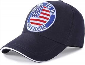 img 2 attached to WOOG2005 For Women Men, For Dad, Proud To Be American Embroidered Patch Unisex Sandwich Hat Fourth Of July Baseball Cap Navy Blue