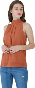 img 3 attached to Stylish Plus-Size Chiffon Blouse - YMING Sleeveless Halter Neck Tunic For Effortless Summer Style
