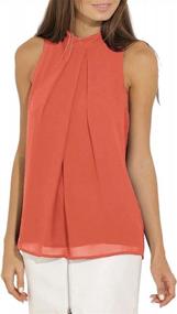 img 4 attached to Stylish Plus-Size Chiffon Blouse - YMING Sleeveless Halter Neck Tunic For Effortless Summer Style