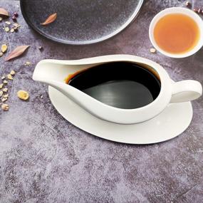 img 2 attached to 12 Ounce Ceramic Gravy Boat With Saucer Stand/Tray - TripDock