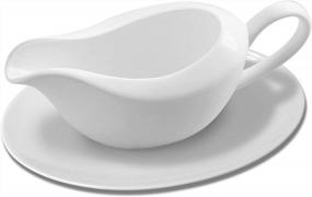 img 4 attached to 12 Ounce Ceramic Gravy Boat With Saucer Stand/Tray - TripDock