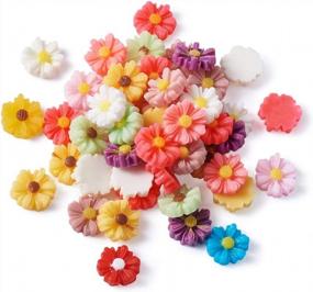 img 4 attached to Beadthoven 50Pcs Daisy Cabochons: 9Mm Mini Resin Flower Embellishments, Mixed Colors, Flat Back, No Hole, Jewelry Charms For Gluing Earrings And Rings, DIY Supplies