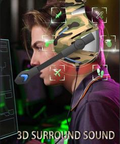 img 3 attached to Pro Camouflage Over Ear Gaming Headphones With Mic And Stereo Surround Sound For PS4, Xbox One, PC And MAC - Perfect Gift For Teen Gamers With Bonus Gun Keychain