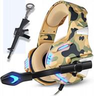pro camouflage over ear gaming headphones with mic and stereo surround sound for ps4, xbox one, pc and mac - perfect gift for teen gamers with bonus gun keychain logo