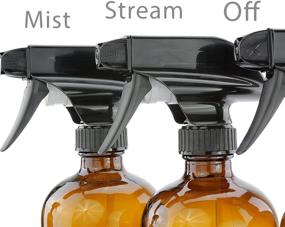 img 2 attached to 🌿 2-Pack of 16-Ounce Amber Glass Spray Bottles with Reusable Chalk Labels, Durable Mist & Stream 3-Setting Sprayer; Ideal for Essential Oils