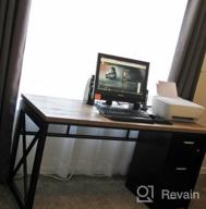 img 1 attached to BON AUGURE Industrial Home Office Desks, Rustic Wood Computer Desk, Farmhouse Sturdy Metal Writing Desk (60 Inch, Vintage Oak) review by Erin Buck