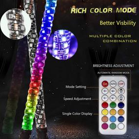 img 1 attached to NBWDY 3FT RGB Dream Color LED Whip Light W/Flag Remote Control 360° Twisted Chasing/Flow Light Antenna Whip For Off Road Polaris RZR UTV ATV Sand Dune Buggy Quad Truck Boat Pickup RV
