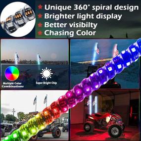 img 2 attached to NBWDY 3FT RGB Dream Color LED Whip Light W/Flag Remote Control 360° Twisted Chasing/Flow Light Antenna Whip For Off Road Polaris RZR UTV ATV Sand Dune Buggy Quad Truck Boat Pickup RV
