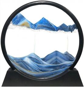 img 4 attached to Large 7 Inch Blue Muyan Moving Sand Art Picture 3D Deep Sea Sandscapes In Motion Glass Desktop Art Toys For Adults And Kids