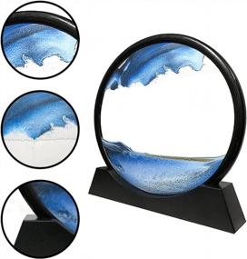 img 1 attached to Large 7 Inch Blue Muyan Moving Sand Art Picture 3D Deep Sea Sandscapes In Motion Glass Desktop Art Toys For Adults And Kids