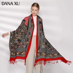 img 3 attached to Stay Stylish And Warm With DANA XU'S 100% Pure Wool Women'S Scarf, Shawl And Poncho Collection