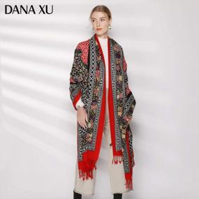 img 1 attached to Stay Stylish And Warm With DANA XU'S 100% Pure Wool Women'S Scarf, Shawl And Poncho Collection