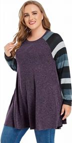 img 1 attached to Stay Stylish And Comfortable With JollieLovin'S Plus-Size Striped Patchwork Pullover Sweater With Pockets
