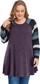 img 2 attached to Stay Stylish And Comfortable With JollieLovin'S Plus-Size Striped Patchwork Pullover Sweater With Pockets