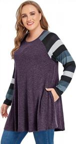 img 3 attached to Stay Stylish And Comfortable With JollieLovin'S Plus-Size Striped Patchwork Pullover Sweater With Pockets