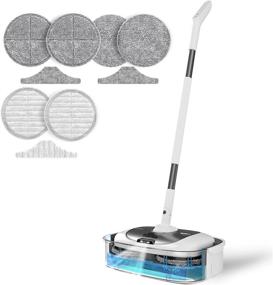 img 4 attached to 🧹 Cordless Electric Spin Mop with LED Headlight and Water Sprayer - Efficient Floor Cleaning with Cleaning Station - 300 ml Water Tank - 3 Sets of Buffer Pads - Suitable for Hardwood Floors