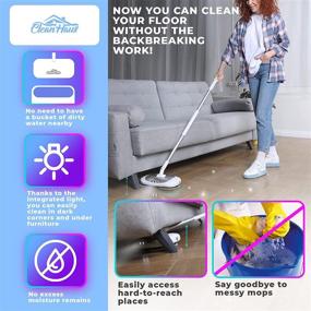 img 3 attached to 🧹 Cordless Electric Spin Mop with LED Headlight and Water Sprayer - Efficient Floor Cleaning with Cleaning Station - 300 ml Water Tank - 3 Sets of Buffer Pads - Suitable for Hardwood Floors