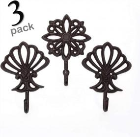img 3 attached to Add Rustic Charm To Your Home With Decorative Heavy Duty Wall Hooks: Pack Of 3 Shabby Chic Cast Iron Vintage Hooks In Antique Black Finish