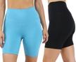 2 pack of high-waisted biker shorts, squat-proof yoga wear, available in 5" and 7" lengths logo