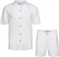 stylish men's linen short set for a cool and classy beach look logo