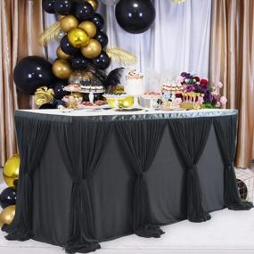 img 3 attached to 6-футовая черная юбка для стола на день рождения, выпускной и свадьбу - украшения из тюля с рюшами