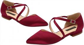 img 3 attached to ERIJUNOR E0012 Burgundy Satin Pointy Toe Flats Low Heel Pumps For Wedding, Evening & Prom Dresses - Size 8