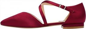 img 2 attached to ERIJUNOR E0012 Burgundy Satin Pointy Toe Flats Low Heel Pumps For Wedding, Evening & Prom Dresses - Size 8