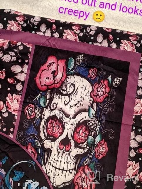 img 1 attached to Sleepwish Sugar Skull Fleece Blanket With Pink Skull And Flower Roses Design For Women And Girls, Soft And Cozy Skull Throw Blanket For Bed, Couch, Sofa, Chair, And Office Use (50" X 60") review by Sfl Richardson