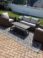 img 1 attached to Easy Clean Contemporary Geometric Rug - 5' X 7' Blue For Patio, Deck & Balcony Areas! review by Robert Byrd