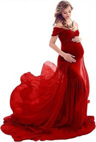 img 4 attached to Великолепное платье русалки с открытыми плечами для фотосессии для беременных | ЗИУМУДИ