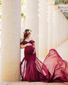 img 3 attached to Великолепное платье русалки с открытыми плечами для фотосессии для беременных | ЗИУМУДИ