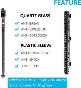 img 2 attached to 🐠 PASTE ZHGSERVUU ZHGSERVU 100W/300W/500W Aquarium Heater: Submersible, Reliable and Efficient Tank Heater for 10-90 Gallons; Equipped with Durable Quartz Glass Sleeve and Auto Thermostat for both Fresh-Water and Salt-Water Environments