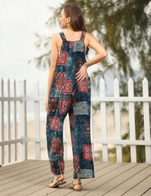 img 2 attached to Women'S Summer Boho Floral Printed Cotton Jumpsuit Wide Leg Overalls