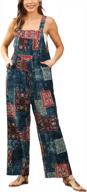 women's summer boho floral printed cotton jumpsuit wide leg overalls логотип