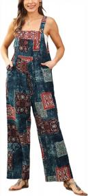img 4 attached to Women'S Summer Boho Floral Printed Cotton Jumpsuit Wide Leg Overalls