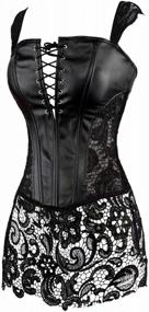 img 3 attached to Womens Leather Corset Bustier Top - Punk Rock Waist Cincher Basque For Lingerie, Halloween Costume & More