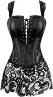 womens leather corset bustier top - punk rock waist cincher basque for lingerie, halloween costume & more logo