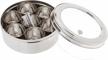 tabakh stainless steel masala dabba/spice container box with 7 spoons - with clear screen & clear lid logo