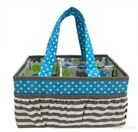 img 3 attached to 🐘 Bacati Elephants Unisex Nursery Fabric Storage Caddy: Aqua/Lime/Grey - Convenient Handles for Organizing