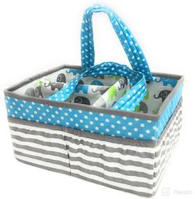 img 1 attached to 🐘 Bacati Elephants Unisex Nursery Fabric Storage Caddy: Aqua/Lime/Grey - Convenient Handles for Organizing