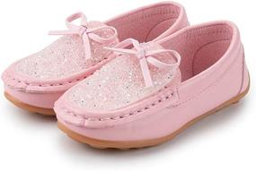 img 4 attached to Meckior Toddler Moccasin Wedding Synthetic Girls' Shoes via Athletic
