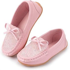 img 2 attached to Meckior Toddler Moccasin Wedding Synthetic Girls' Shoes via Athletic