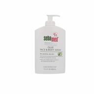 sebamed olive face and body wash with pump for sensitive and delicate skin ph 5.5 ultra mild dermatologist recommended cleanser 13.5 fluid ounces (400ml) logo