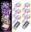 6pcs multicolor twinkle lights w/remote: 6.5ft 20 leds, cr2032 battery powered for bedroom, wedding, patio & garden decoration logo