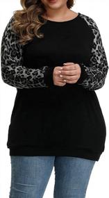 img 4 attached to Lightweight Plus Size Tunic Tops For Women: Knit Long Sleeve Shirts With Color Block Design For Loose And Stylish Tunics